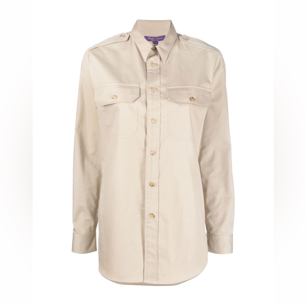 Ralph Lauren Purple Label Beige Button Down Shirt
